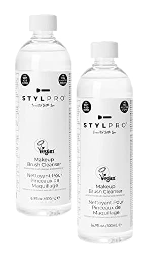 Image of STYLPRO Makeup Brush Cleanser (2x 500ml bottles), Makeup Brush Cleaning Liquid to use with our Award Winning Makeup Brush Cleaner and Dryer Machine, Cleans Oily Makeup From Makeup Brushes