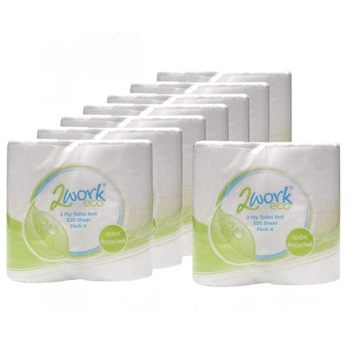 Image of 2Work Recycled 2-Ply Toilet Roll 320 Sheets (Pack of 36) KF03808