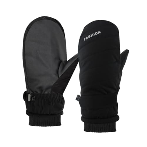 Image of Bototack Winter Ski Mittens for Women, Waterproof Touch Screen Snow Gloves with Fleece, Anti Slip Warm Windproof Snowboard Gloves for Skiing Hiking Cycling (Black)