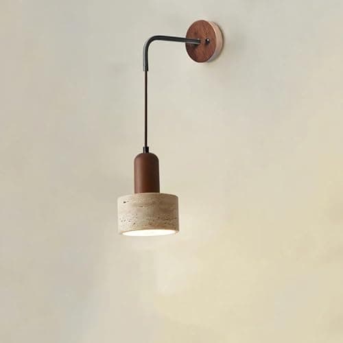 Image of Wabi-Sabi Cream Wall Lamp - Retro Medieval Designer Lighting for Bedroom & Living Room - Unique Huangdong Stone Aesthetic - Cozy & Stylish Home Decor