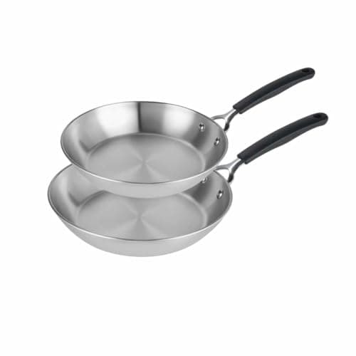 Image of Prestige Made to Last Uncoated Stainless Steel Frying Pan Set 21cm & 29cm – Non-Toxic, Induction Compatible, Dishwasher & Oven Safe