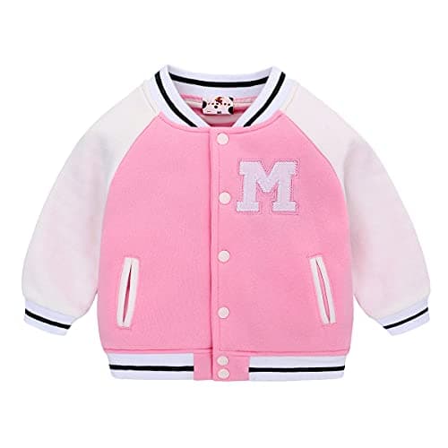 Image of famuka Baby Jacket Boys Girls Jacket Kids Baseball Suit Coat (Pink, 6-9 Months)