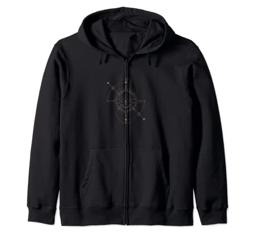 Image of Geometric Skull Astrological Tarot Card Zip Hoodie