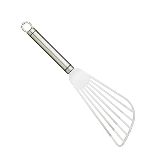 Image of KitchenCraft Oval Handled Professional Stainless Steel Fish Slice, Fish Spatula Ideal for Flipping Fish, Meat and Eggs, Cooking Kitchen Utensil, Dishwasher Safe, 31cm