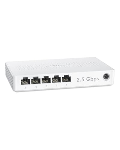 Image of BrosTrend 5 Port 2.5Gb Network Switch, Multi-Gigabit Unmanaged Ethernet Switch, Ethernet Splitter for Gaming Office Home NAS PC w/ Fanless Design, Desktop Wall-Mount, Plug & Play, Lifetime Protection