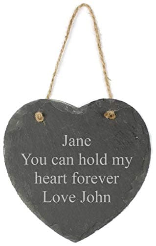 Image of Personalised Hanging Slate Heart - 15cm - Any Message