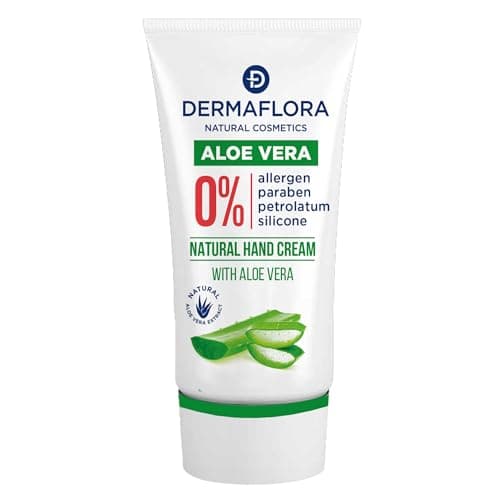 Image of Dermaflora Aloe Vera Hand Cream 50ml – Deep Hydration for Dry & Sensitive Hands – Fast Absorbing, Non-Greasy – With Glycerin & Vitamin E – 0% Paraben, Silicone & Petrolatum