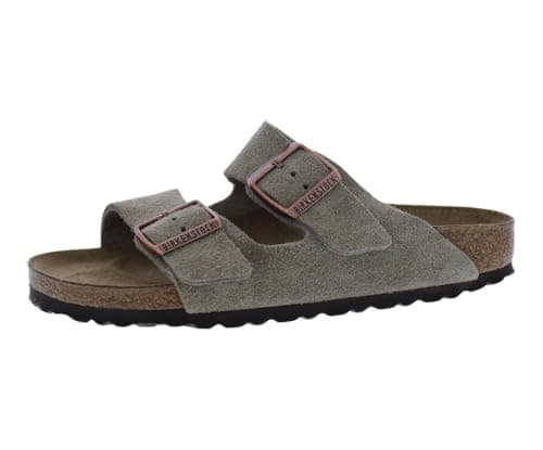 Image of Birkenstock Unisex Arizona Birko-Flor Sandals, Taupe, 13 Women/11 Men