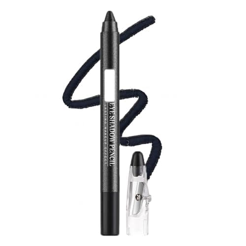 Image of Dark Navy Blue Eyeshadow Pencil with Creamy Blendable Formula for Defined Lines and Smoky Eye Looks - Long-Lasting Waterproof Kohl Eyeliner for Day to Night Makeup on Mature Skin, Includes Sharpener