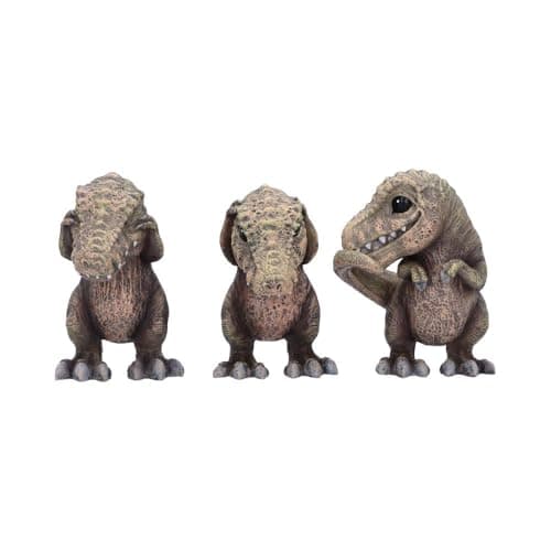 Image of Nemesis Now Three Wise See No Evil Hear No Evil Speak Figurines, Adorable Hand-Painted Resin Collectibles and Gift - Tyrannasaurus Rex