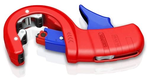 Image of KNIPEX DPT50 Pipe Cutter for Thick-Walled Plastic Pipes, Also Foam-core Cutting and chamfering in one Step in Blister with Plastic, 90 23 02 BK