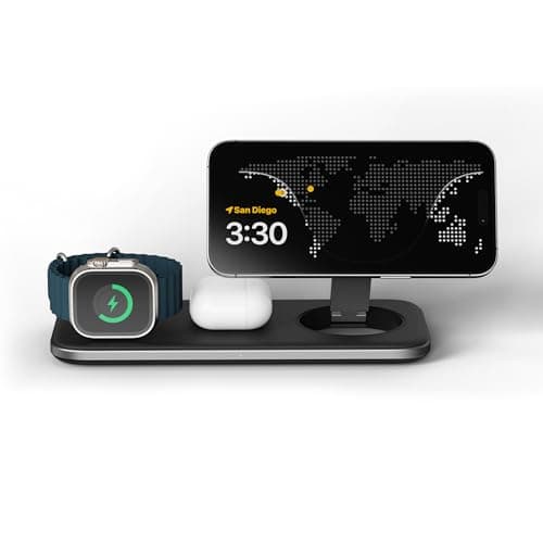 Image of SATECHI Qi2 Trio Wireless Charging Pad, 3 in 1 Wireless Charging Station, Qi2 15W Fast Charger for iPhone for iPhone 17, 16, 15 to 12 Series, 5W for AirPods and 5W for Apple Watch