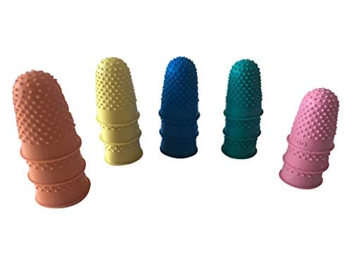 Image of Pack of 15 Assorted Size Rubber Thimblettes - Coloured Thimble Finger Cones