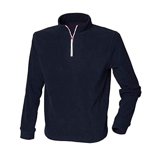Image of Finden & Hales Mens 1/4 Zip Long Sleeve Piped Fleece Top (S) (Navy/White)