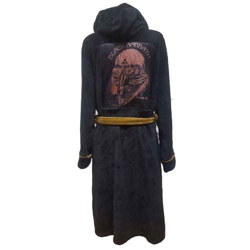 Image of Black Sabbath Bathrobe US Tour 78 Logo Official Black Super Soft Fleece Unisex L