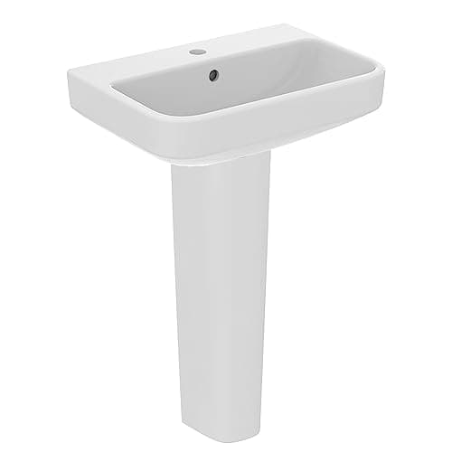 Image of Ideal Standard i.Life S Compact 55cm Full Pedestal Bathroom Sink/Basin, 1 Tap Hole, T517801, White