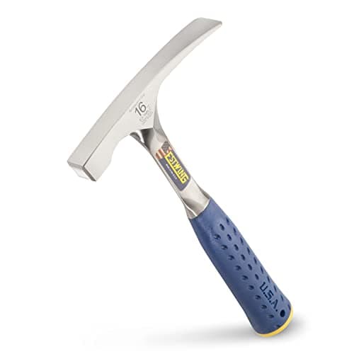 Image of Estwing E3-16BLC Smooth Face Bricklayer's Hammer with Nylon Vinyl Shock Reduction Grip, Silver, 16oz