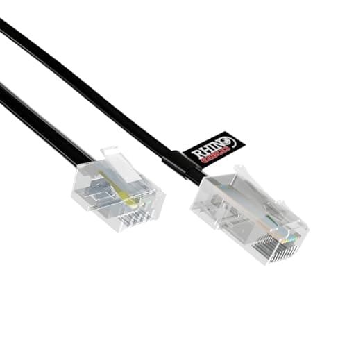 Image of rhinocables RJ11 to RJ45 Cable - Ethernet Patch Network Lead | Reliable Router & Modem Connectivity | ADSL, VoIP, Fax & Phone Compatible | Multiple Lengths & Colours Available (1m,Black)