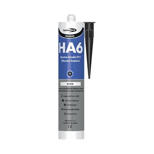 Image of 1 x Bond It Black HA6 Silicone Sealant High Modulas safe for RTV fresh or marine salt water aquarium fish tanks - EU3 Cartridge (approx. 310ml)