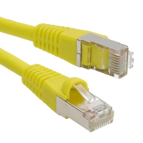 Image of kenable Cat6A SSTP Network Cable RJ45 Ethernet Patch Lead 10 Gigabit LSZH Snagless 0.15m Yellow