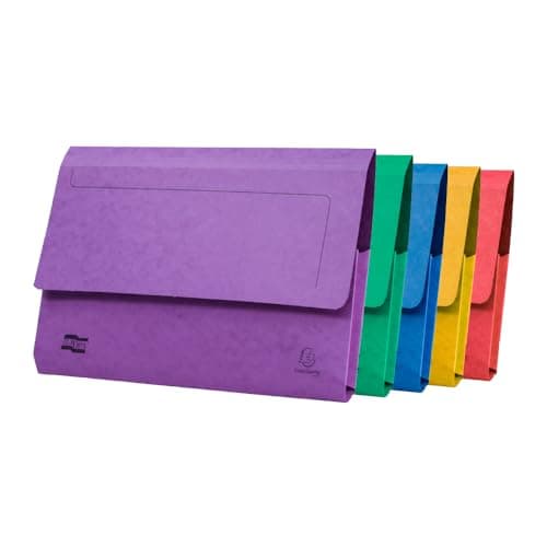 Image of Exacompta Europa Document Wallets, 265 gsm, A4 - Assorted Colours, Pack of 10