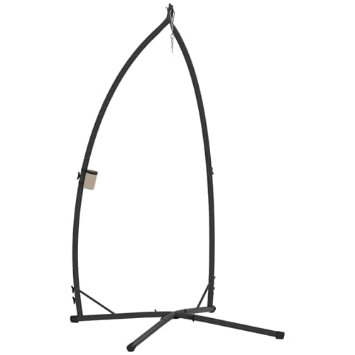 Image of Outsunny Hammock Chair Stand Only, Hanging Chair Stand with X-Shape Base, Heavy Duty Steel Single Hammock Egg Swing Frame for Indoor Outdoor, 150 KG Load Capacity Black