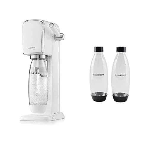 Image of SodaStream Art Sparkling Water Maker Machine- White + 2 Pack 1L BPA Free Water Bottle for Carbonated Drinks