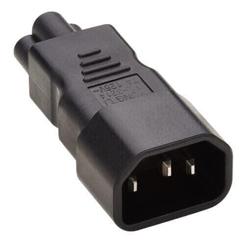 Image of Generic 3 Pin IEC Kettle Lead Socket C14 to Cloverleaf Plug C5 Power Mains Plug Adapter