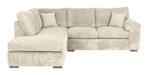 Image of Bliss Furniture's Jumbo Cord Elegant L Shape 4-Seater Left-Hand Corner Sofa Set: Your Comfort Haven in the Living Room (Cream, Left Hand Corner)