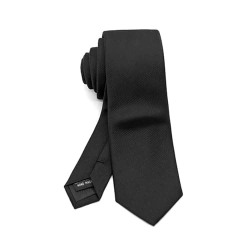Image of SHUBEIEUMI Skinny Tie 6cm Solid Color Slim Neck for Men Wedding Classic Formal Business Necktie - Black
