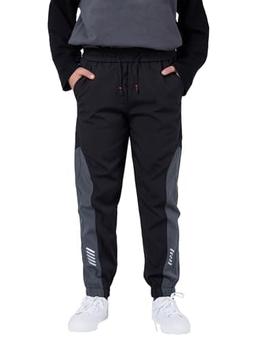 Image of SERENYOU Boys Waterproof Trousers Softshell Trekking Pants Kids Outdoor Joggers 13-14 Years Black