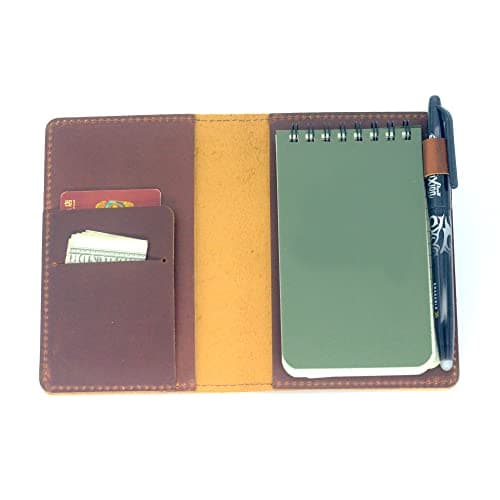 Image of JJNUSA Compatible With Rite in the Rain Spiral Notebooks Bound Spiral Notebook Leather Cover for Bound Notebook Cover 3"x 5", Brown