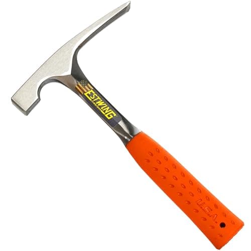 Image of ESTWING Bricklayer's/Mason's Hammer - 20 oz Hi-Vis Masonry Tool with Forged Steel Construction & Shock Reduction Grip - EO-20BL