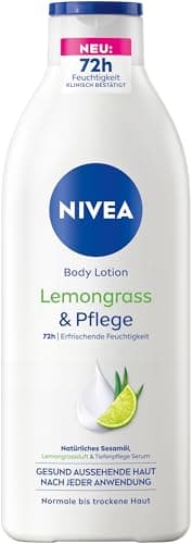 Image of NIVEA Body Lotion Lemongrass & Care, Body Cream with Deep Care Serum for 72 Hours of Moisture, Body Lotion with Sesame Oil and Refreshing Fragrance (400 ml)