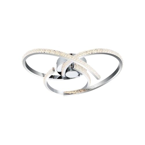 Image of Cosylyte Moora 3 LED Ceiling Light, Modern Flush Ceiling Light for Living Room & Bedroom, Chrome Curved Beaded Design, 3-Step Dimmable, 3000K, 2600lm