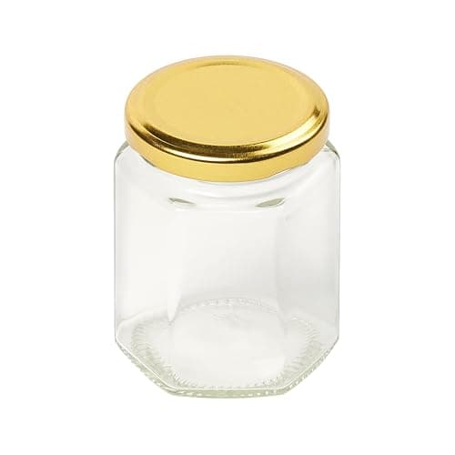 Image of Tala Hexagonal Preserving Jar with Gold Screw Lid, 8oz (228ml), Ideal for Jam, Honey, and Homemade Preserves