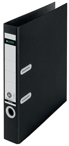 Image of Leitz 180° Lever Arch File, A4, 50mm spine width, 100% Recyclable, Eco Friendly, Premium Quality, Recycle Range, 10190095, Black