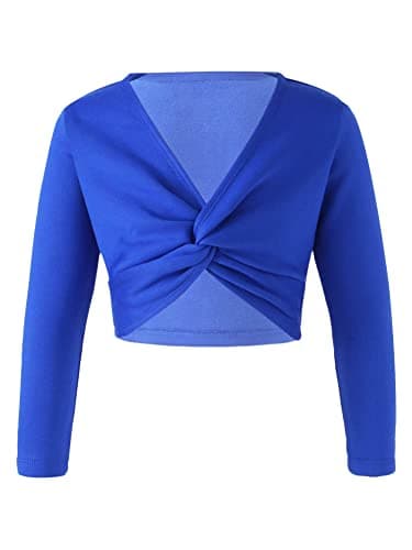 Image of CHICTRY Little Big Girls Long Sleeve Latin Ballet Dance Cropped Hoodie Hoody Sweatshirt Crossover Pullover Top Sweater Royal Blue A01 15-16 Years
