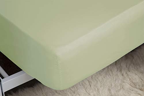 Image of Belledorm Green Fitted Sheet, 200 Thread Count Percale, Mattress Depth 28cm (Single, Apple)