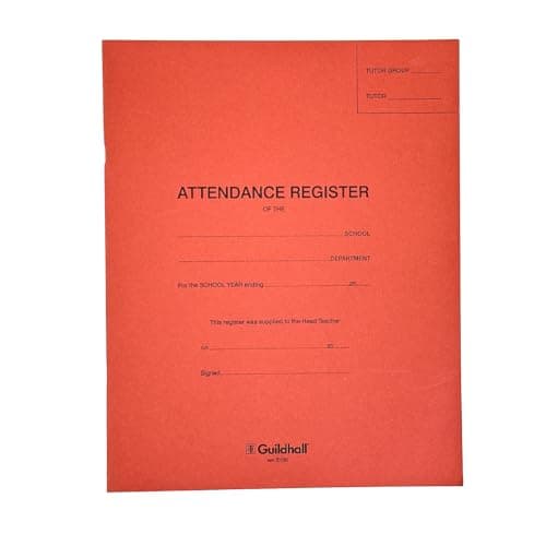 Image of Exacompta - Ref E100Z - Guildhall Attendance Register (24 Pages) - 326 x 205mm in Size, 50 Entries Per Page, 3 Terms, 5 Days, Pre-Printed, 70gsm Paper - Red Cover