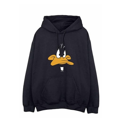 Image of LOONEY TUNES Men's Daffy Duck Big Face Hoodie Medium Black