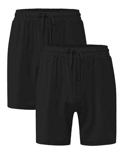 Image of Men's Lounge Wear Shorts Super Soft Comfy Cotton Blend Nightwear Bottoms Pack of 2 Black-Black XL
