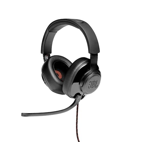 Image of JBL Quantum 200, Wired Over-Ear Gaming Headset, JBL QuantumSOUND Signature, 50mm, Flip-Up Boom Mic, Memory Foam, Windows Sonic, 3.5mm, Black