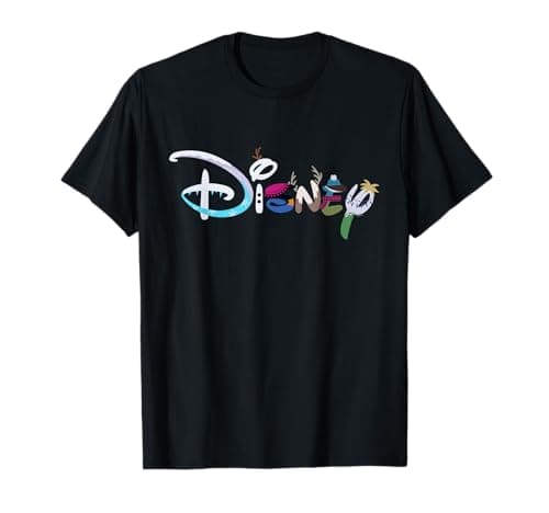 Image of Disney Logo Elsa Anna Olaf Kristoff Sven Frozen Characters T-Shirt