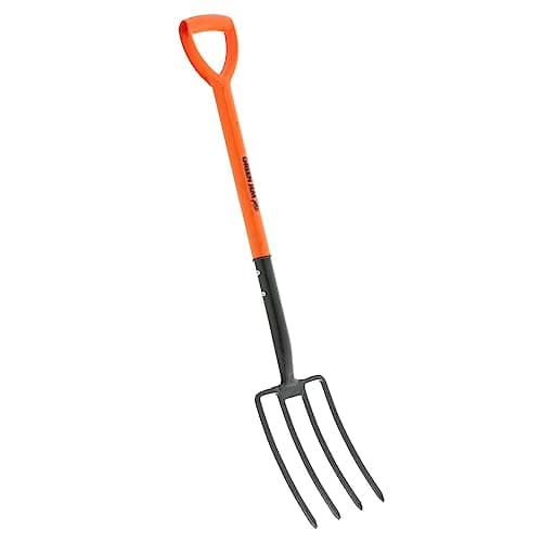 Image of Garden Digging Fork Heavy Duty 4 Prong Carbon Steel D Shape Handle Rust Proof