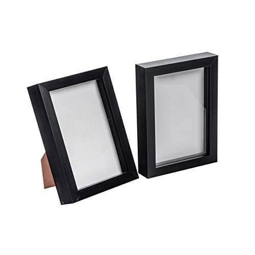 Image of Nicola Spring 3D Shadow Box Photo Frames - 5x7 (12x17cm) - Pack of 2 - Black 3D Photo Frame Box Picture Frame Box Portrait Display Case for Crafts, Keepsakes, Wedding, Graduation