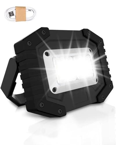 Image of Trongle Rechargeable LED Work Light, 45W Portable Floodlight with 3 Modes and USB Charging, Waterproof Outdoor COB Work Lamp for Camping, Garage, Yard, Hiking, Emergency Lighting (Batteries Included)
