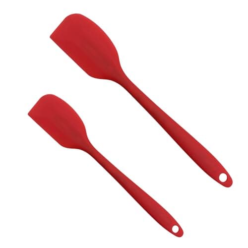 Image of Kibon Silicone Spatula, Premium 2-Pack Kitchen Set: Heat-Resistant Silicone Utensils with Reinforced Steel Core - Includes Both Small and Large Sizes for All Your Cooking Needs, Red