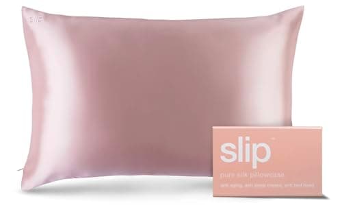 Image of Slip Queen Silk Pillow Cases - 100% Pure 22 Momme Mulberry Silk Pillowcase for Hair and Skin - Queen Size Standard Pillow Case - Anti-Aging, Anti-BedHead, Anti-Sleep Crease, Pink (20" x 30")