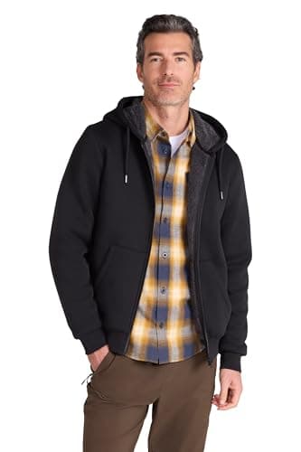 Image of Mountain Warehouse Dalton Mens Borg Lined Hoodie - Fleece Lining, Adjustable Hood, Zipped closure, Kangaroo Pocket Top - Best for Autumn Outdoors, Winter, Walking Black 2XL